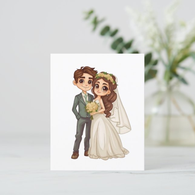 Cute Anime Wedding Program Card Order of Service  (Standing Front)