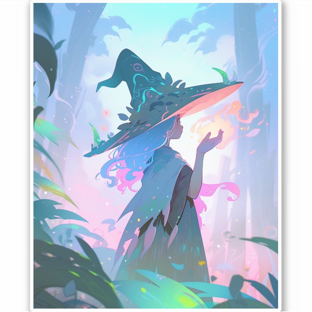 Cute Anime Witch Girl Fantasy Art (Front)