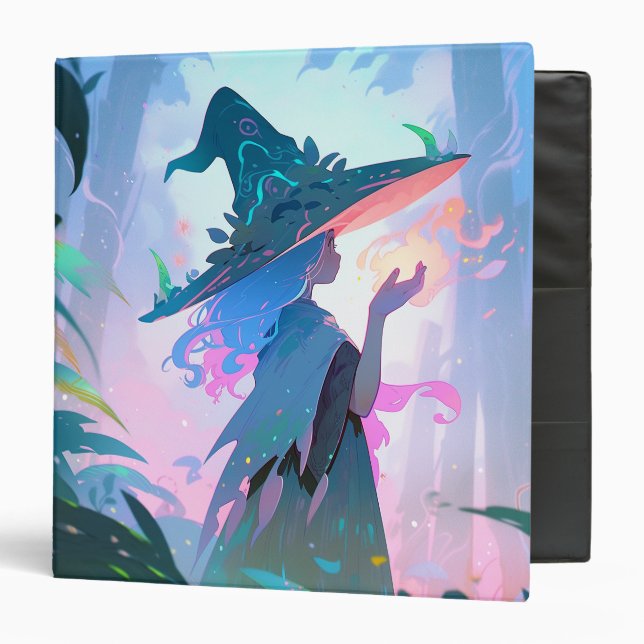 Cute Anime Witch Girl Fantasy Art Binder (Front/Inside)