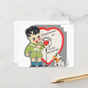 Cute announcing love Valentine vintage Holiday Postcard