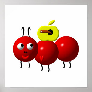 Cute Ant with Apple Poster