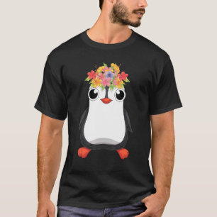 Cute Antarctica Animal Flowers Zoo Bird Penguin T-Shirt