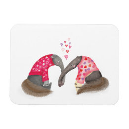 Cute anteaters in love magnet