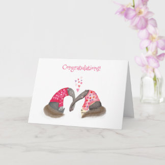 Cute anteaters in love wedding or engagement card
