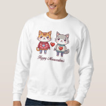 Cute Anthropomorphic Cats with Heart Sweaters 