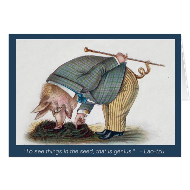 Cute Anthropomorphic Pig - Vintage Art Card (Front Horizontal)