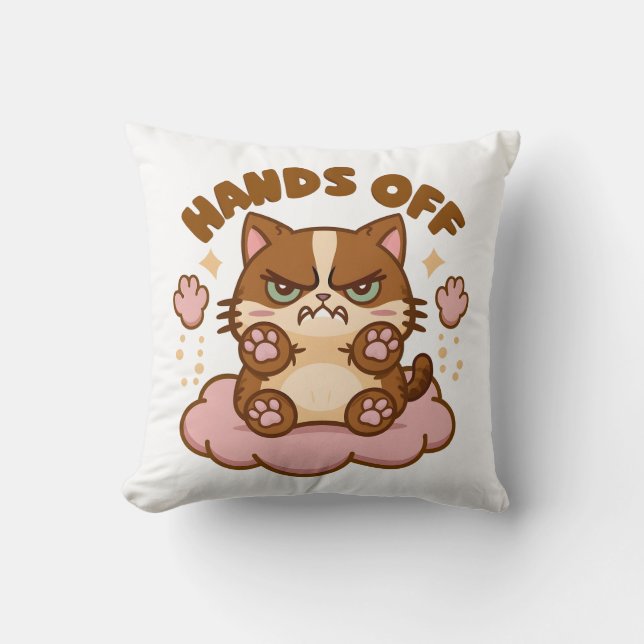 Cute Anti-Social Cat Throw Pillow (Front)