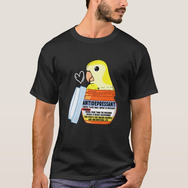 Cute Antidepressant Parrot I Yellow Monk Parakeet  T-Shirt (Front)