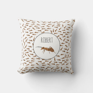 Cute Ants Pattern Custom Name Kids Throw Pillow