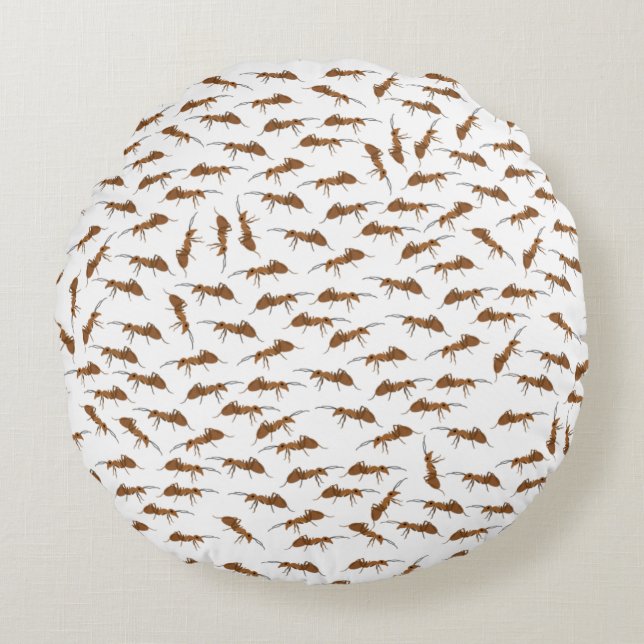 Cute Ants Pattern Round Pillow (Front)