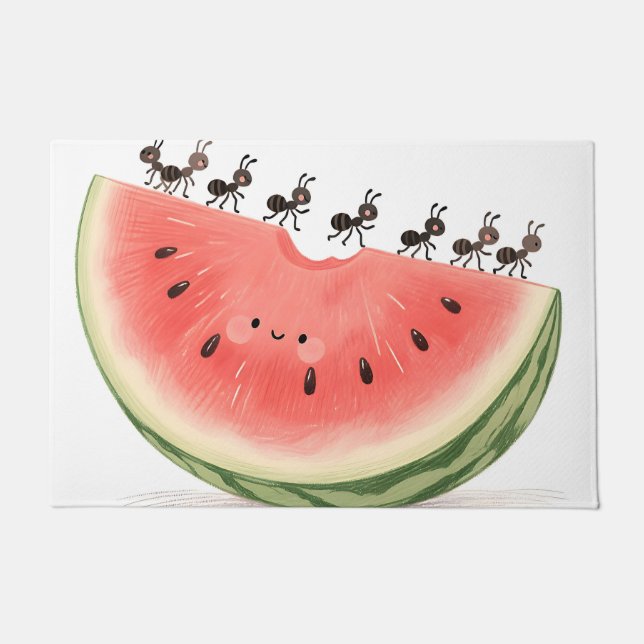 Cute Ants Watermelon Slice Doormat (Front)
