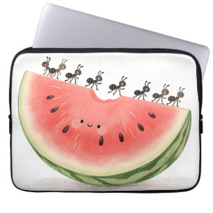 Cute Ants Watermelon Slice Laptop Sleeve
