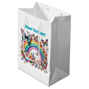 Cute any purpose butterfly party customizable medium gift bag