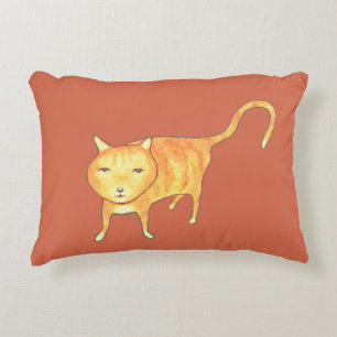 Cute Apathetic Orange Cat Accent Pillow