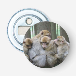 Cute Ape Family Group Hug Photograph Bottle Opener