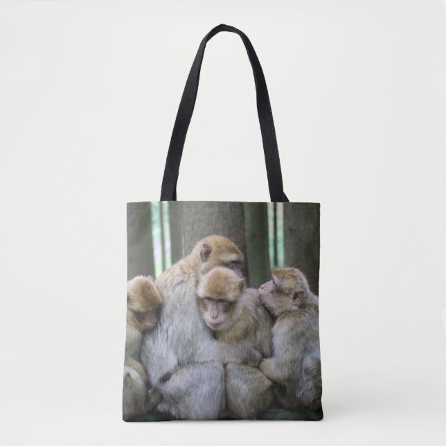 Cute Ape Family Group Hug Photograph Tote Bag (Front)