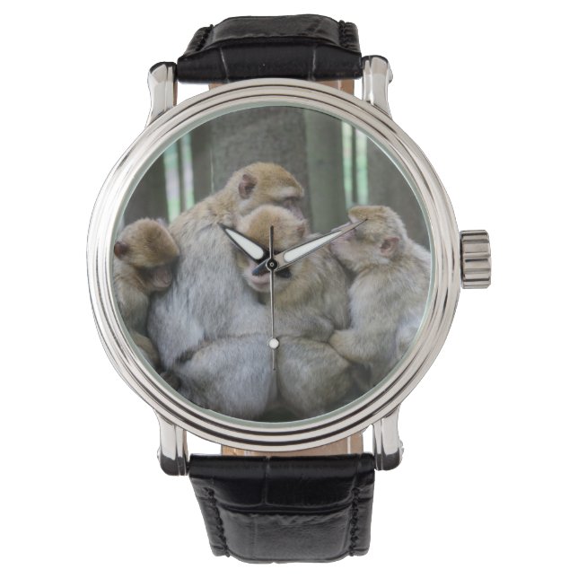 Cute Ape Family Group Hug Photograph Watch (Front)