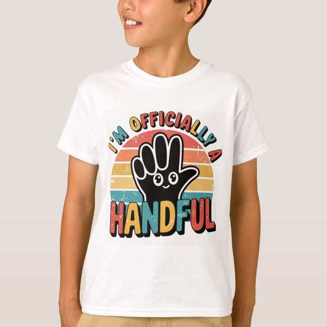 Cute Apparel for Boy Girl 5th Birthday Party Funny T-Shirt (Front)