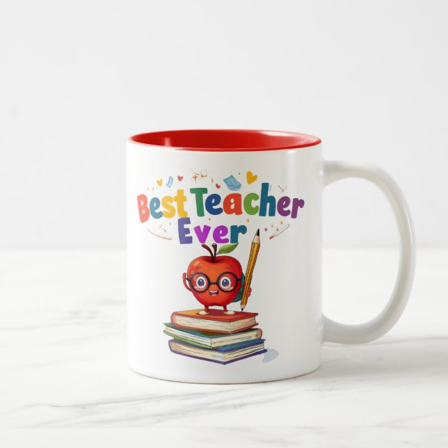  Cute Apple Appreciation Design Two-Tone Coffee Mug (Right)
