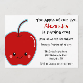 Cute Apple Birthday Invitation
