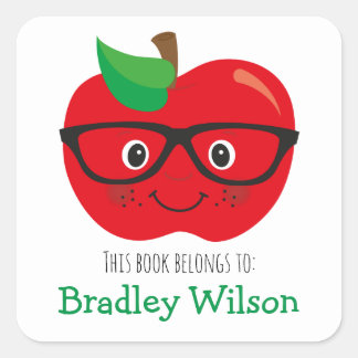 Cute Apple Bookplate Sticker for Kids Personalized