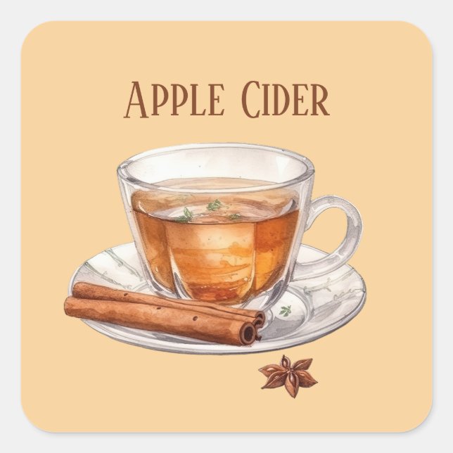 Cute apple cider add text square sticker (Front)