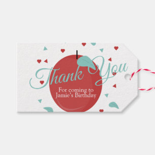 Cute Apple Confetti Birthday  Red Teal Gift Tags