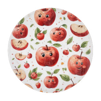 Cute Apple Faces  Cutting Board