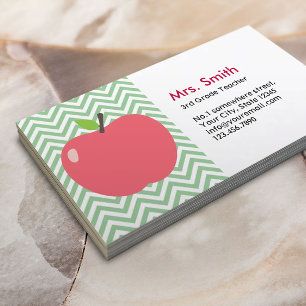 Cute Apple Green Chevron Carte de visite enseignan
