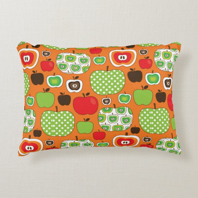 Cute apple illustration pattern accent pillow (Front)