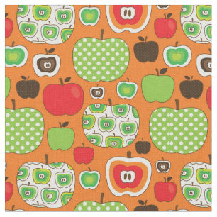 Cute apple illustration pattern fabric