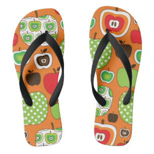 Cute apple illustration pattern flip flops