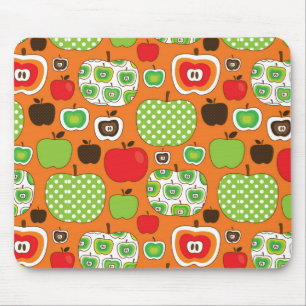 Cute apple illustration pattern mouse pad
