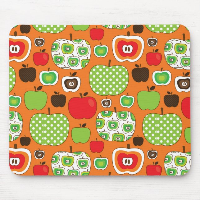 Cute apple illustration pattern mouse pad (Front)