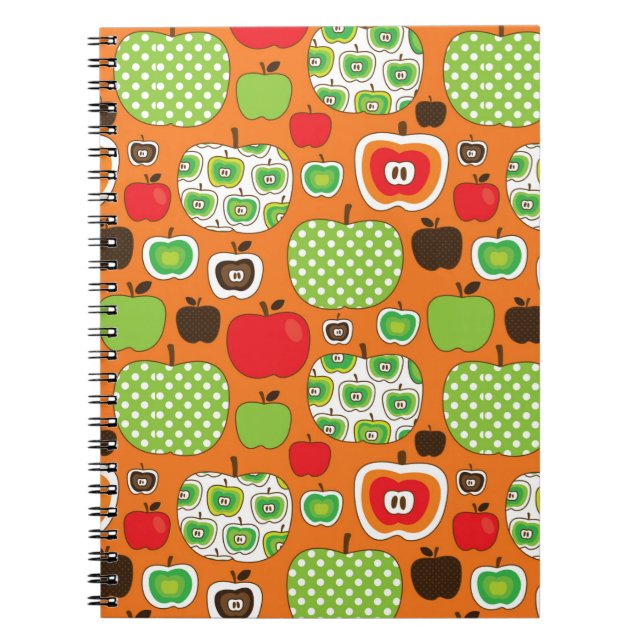Cute apple illustration pattern notebook (Front)