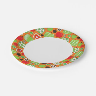 Cute apple illustration pattern paper plate