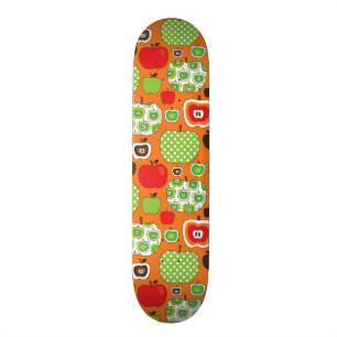 Cute apple illustration pattern skateboard