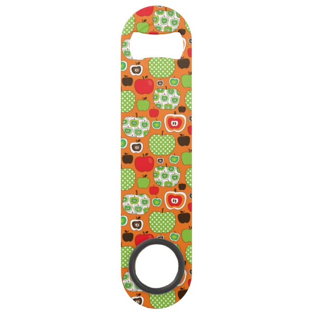 Cute apple illustration pattern speed bottle opener (Front)