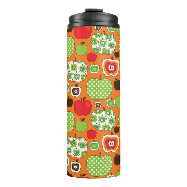 Cute apple illustration pattern thermal tumbler (Front)