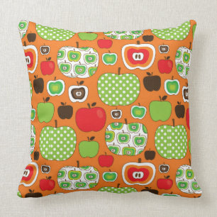 Cute apple illustration pattern throw pillow