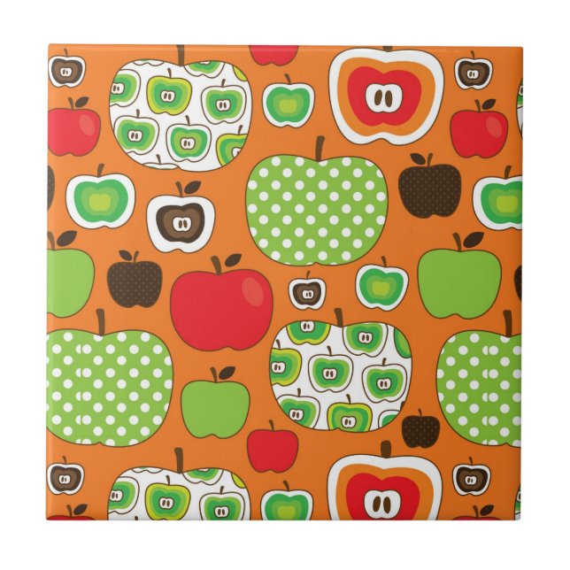 Cute apple illustration pattern tile (Front)
