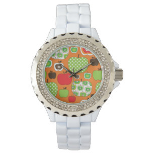 Cute apple illustration pattern watch