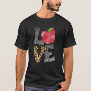 Cute Apple Leopard Love 4Th Grade Team Fourth Grad T-Shirt