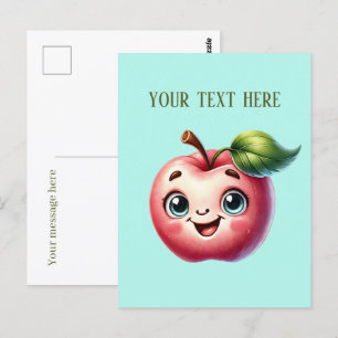 Cute apple lovers add text  postcard