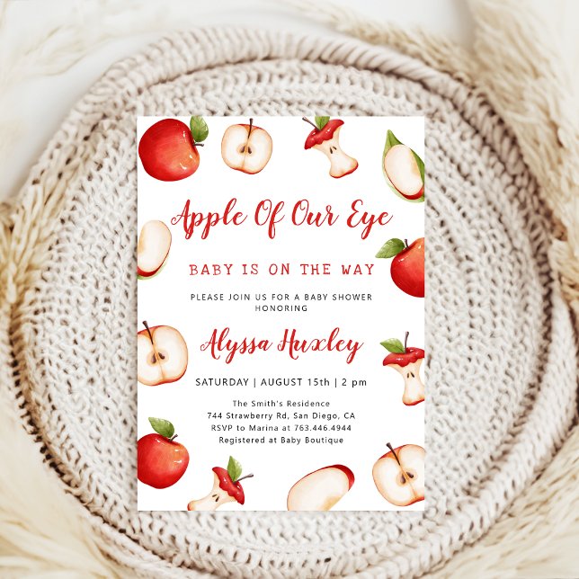 cute Apple Of Our Eye Baby Shower Invitation (Creator Uploaded)