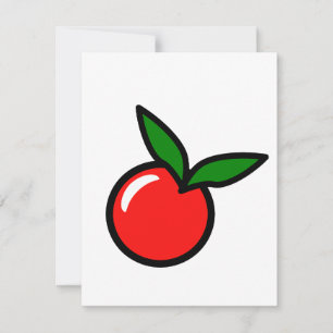 Cute Apple or Cherry, Fun Kitchen Fruit Cartoon Card