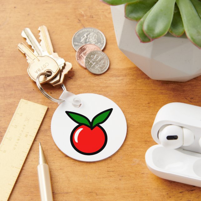 Cute Apple or Cherry, Fun Kitchen Fruit Cartoon Keychain (Desk)