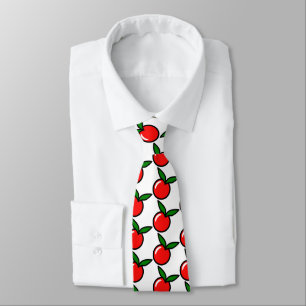 Cute Apple or Cherry, Fun Kitchen Fruit Cartoon Tie