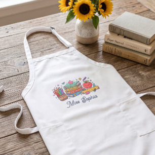 Cute Apple Teacher Appreciation Personalized Name Long Apron