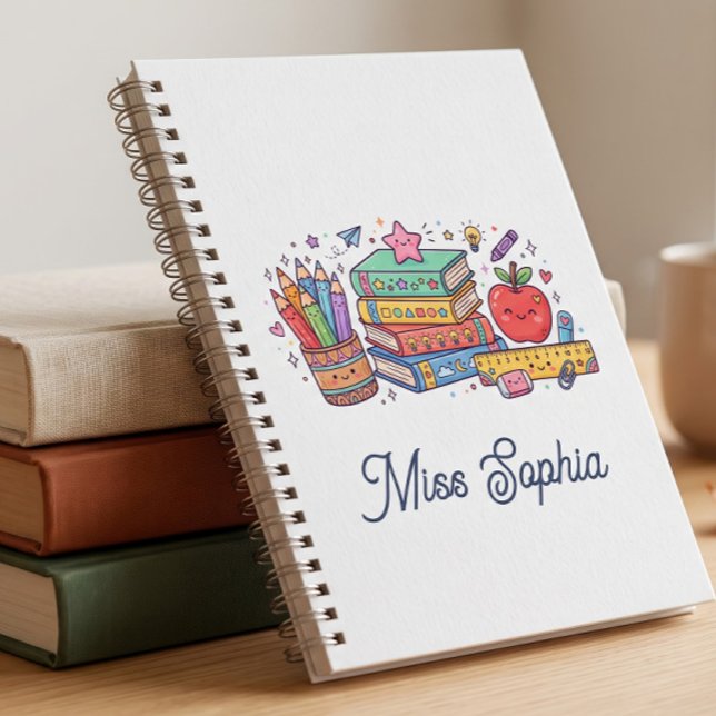 Cute Apple Teacher Back to School Spiral Notebook (Creator Uploaded)
